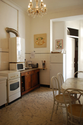 Kitchen looking towards bathroom