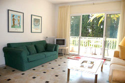 La Tour Sarrasine lving room with sofabed, Nice France