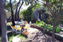 Garden by the grotto and pond
