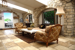 Stone entrance hall towards front door