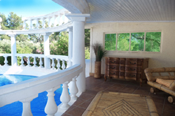 Poolside shaded summer lounge